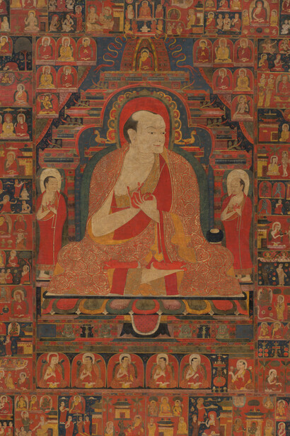 Portrait of Shakyashribhadra with his life episodes and lineage, early to mid-14th century. Courtesy of the Metropolitan Museum of Art