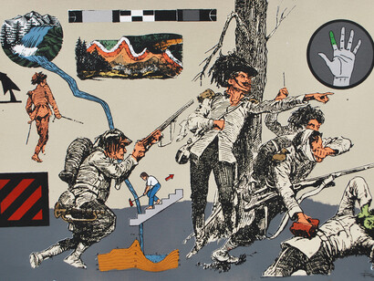 Ryan Metke, Hold the Line - Grey, 2014, Signed & dated on verso, Acrylic & ink on paper, 20 x 30 in, 50.8 x 76.2 cm (MET009)