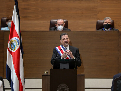 Discurso del presidente de Costa Rica, Rodrigo Chaves Robles, ante la Asamblea Legislativa, el 8 de mayo del 2022. Fotografía: Julieth Méndez