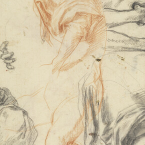Andrea del Sarto (1486–1530) Studies of Arms, Legs, Hands, and Drapery (detail), ca. 1522 Red and black chalks 10 3/16 x 7 15/16 inches Galleria degli Uffizi, Gabinetto Disegni e Stampe, Florence, by permission of the Ministero dei beni e delle attività culturali e del turismo