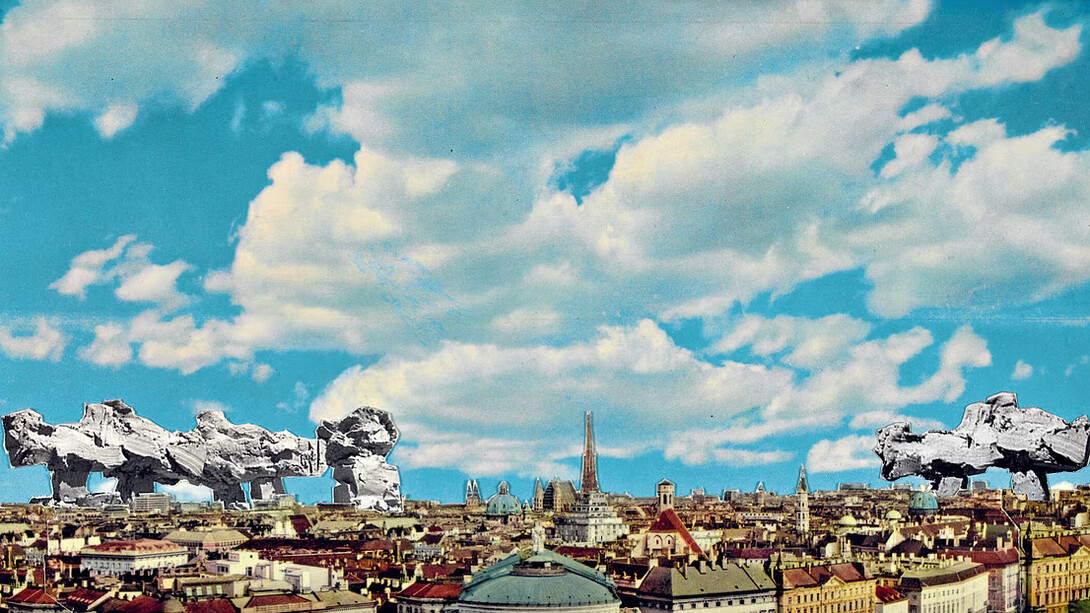 Hans Hollein, Stadtgebilde über Wien (Structures urbaines au-dessus de Vienne), 1960. Courtesy of Centre Pompidou