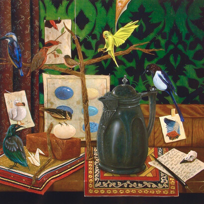 Jon Christopher Gernon - Menagerie - egg tempera & oil on panel, 18 x 19in