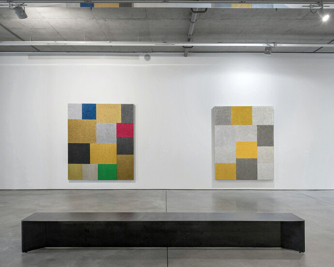 Peter Halley, Exhibition view. Courtesy of Gary Tatintsian Gallery