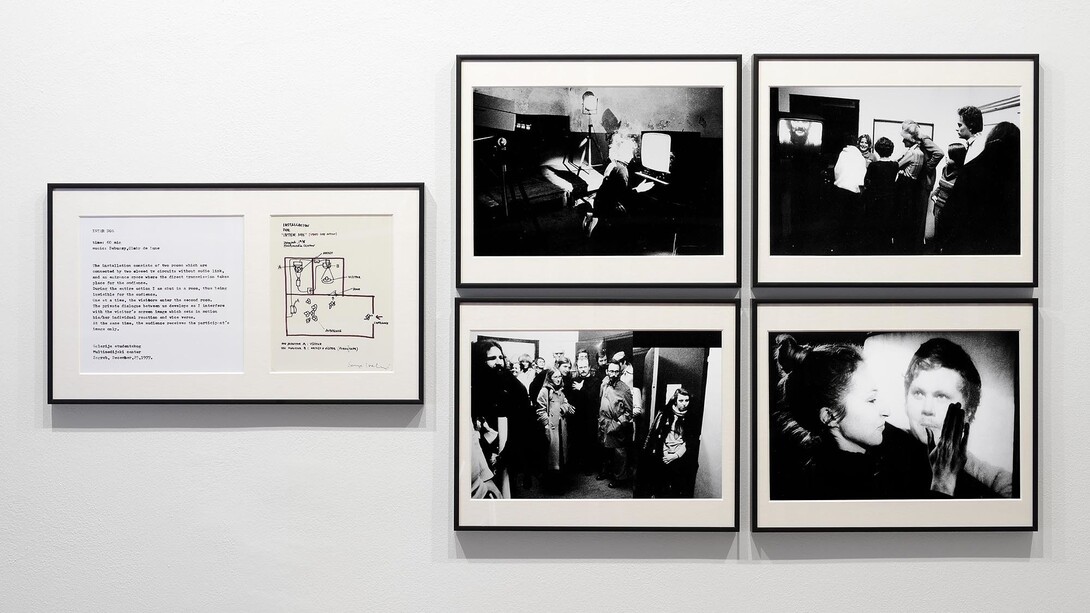 Sanja Iveković, Inter Nos (Between us), 1978, 4 b-w photographs, 40x26 cm each, drawing with text, b-w video 60'_detail. Courtesy the artist and P420, Bologna