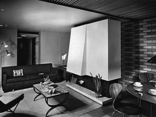 Flat conversion at Viceroy Court, Prince Albert Road, London (1954). Architects: Higgins, Ney & Partners. Photographer: John Pantlin. Credit: Architectural Press Archive / RIBA Library Photographs Collection