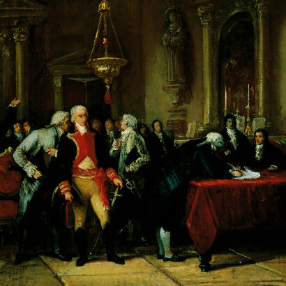 Martín Tovar y Tovar, Boceto para la Firma del Acta de Independencia. Óleo sobre lienzo, entre 1876 y 1877 (detalle)