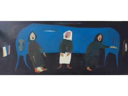 Ha Tri Hieu, 3 Country Girls, 2010, Oil on canvas, 43 x 90 cm (16 59/64 x 35 7/16 in)