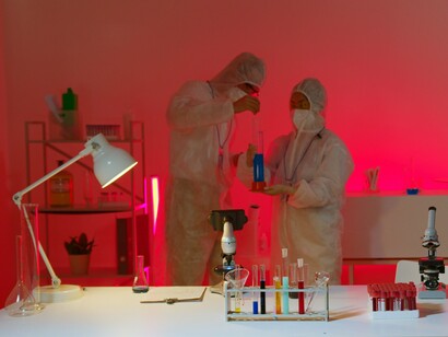 Scientists performing meticulous laboratory procedures, symbolizing the search for personalized therapies through modern science