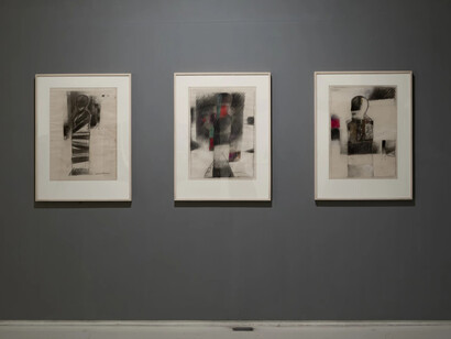 Sibaprasad Karchaudhuri, The river in the sky, exhibition view. Courtesy of Emami Art 