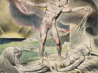 William Blake, Illustrations to the Book of Job, The Linnell Set, object 6 (Butlin 551.6) "Satan Smiting Job with Boils"
