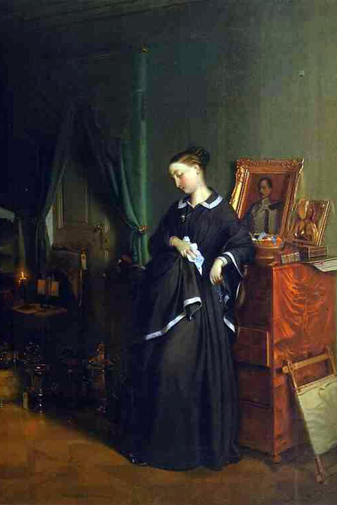 Joven viuda, Pavel Fedotov, 1851. En muchas sociedades occidentales, el duelo se caracteriza por un periodo de luto que incluye rituales como el funeral y el entierro