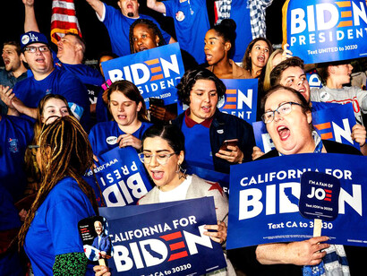 Bases de apoyo de Joe Biden durante un evento de campaña