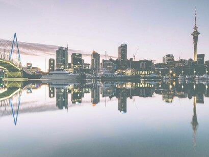 Auckland City waterfront in New Zealand