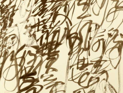 Wang Dongling Wen Tingyun-Drifing Courtesan from Chu, 2015, Ink on Xuan paper, 18 x 18 in (46 x 46 cm), detail