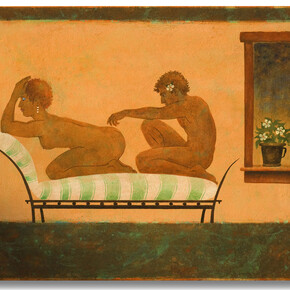 The French Settee, 2013  40 x 48 inches, fresco secco on plaster over panel on foam core by Phyllis Palmer