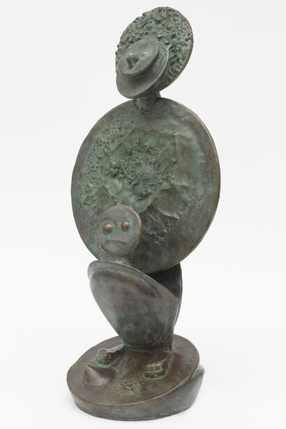Max Ernst, Apaisement, 1961, Bronze. Green patina. P 6/6 2006, 26 1/2 x 11.7 x 9 in.
68 cm x 29.8 x 22.9 cm. Signed, numbered, inscribed and dated ‘max ernst 5/6 AA06’ (on the back of the base) Werke 1954-63. #3823,I. p. 407.