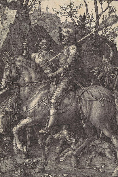 Albrecht Dürer. Knight, Death and the Devil, 1513. Engraving. 24.3 x 18.8 cm. Albertina, Vienna