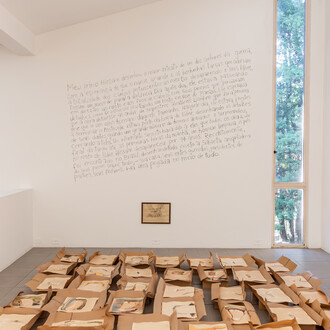 Installation view of 14th Mercosul Biennial: "Estalo", Curated by Raphael Fonseca, Porto Alegre, 2025. Courtesy of ChertLüdde, Berlin and Ali Eyal, Los Angeles. Photo by Thiele Elissa