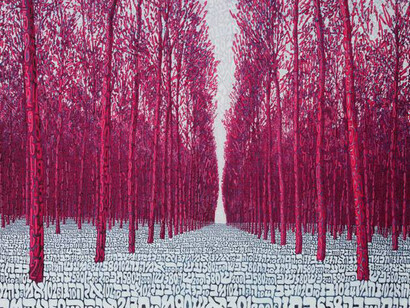 Tobia Ravà, Foresta Ciclamino, 2013 raso acrilico 90 x 12