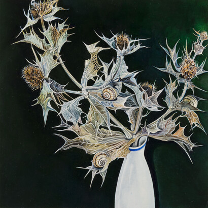 Ishbel Myerscough, Snails, 2018, oil on board, ©Ishbel Myerscough, courtesy of Flowers Gallery