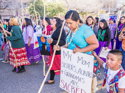 Tohono Indian Women led the Tucson 2019 Women’s March with a show of strength, resilience and power, USA