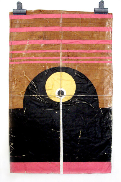 Tim Ellis, United in Different Guises CXCV, 2014, Acrylic, varnish, cotton, and bulldog clips, 76 x 45 cm