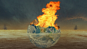 In the midst of an environmental crisis, the Earth is ablaze, igniting a global call for urgent action and sustainable solutions