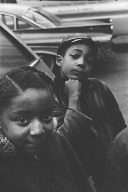 Ann Treer, Untitled (Two Children), 1963, vintage silver print, 14x9.5 inches, © The Estate of Ann Treer. Courtesy Robert Mann Gallery