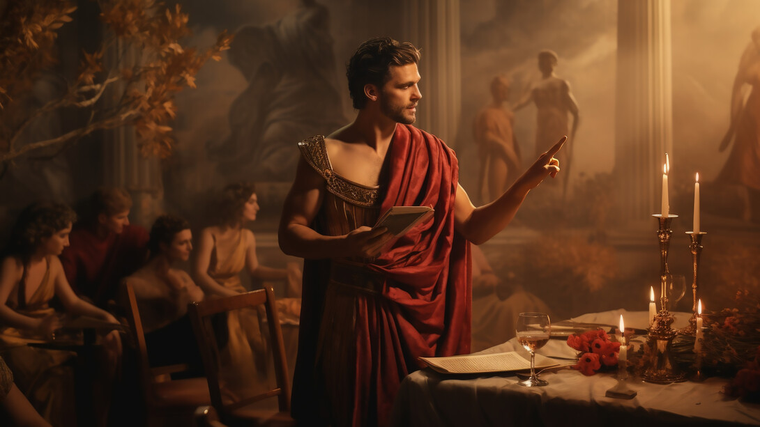 Ancient greek dinner gathering