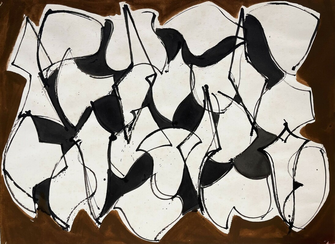 David Hayes, Study for screen sculpture horizontal, gouache on paper, 30x22.25 in