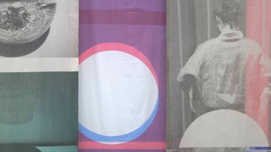 Ciara Phillips, A lot of things put together,
2013, screenprint on cotton, 400 x 500 cm, Photo: Ruth Clark