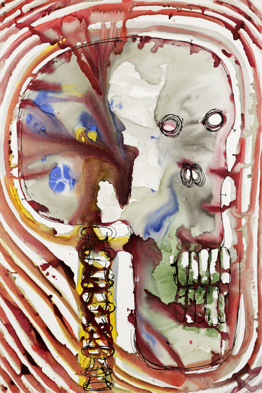 Barthélémy Toguo, Nuclear Destiny I, 2015,
Acrylic on canvas , 195 x 130 cm,
Courtesy of Galerie Lelong & Bandjoun Station / Photo Fabrice Gibert

