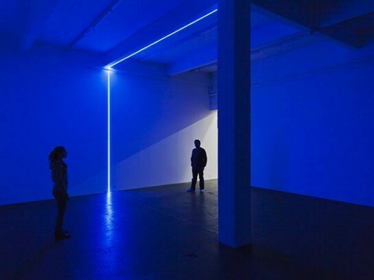 Haroon Mirza , Digital Switchover, 2012, Installation View, Kunst Halle Sankt Gallen, St.Gallen, 2012, 1 x control box, 4 x active speakers, 1 x relay, 1 x DVD player, 1 x TFT monitor, LEDs, foam. Courtesy the artist and Kunst Halle Sankt Gallen, Photo Gunnar Meier, © Haroon Mirza