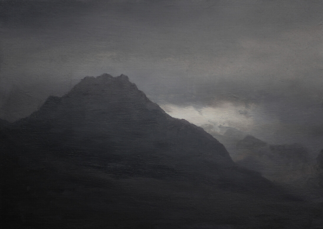 Tryfan I, Oil on Board,  2015, 14 X 19 cm.