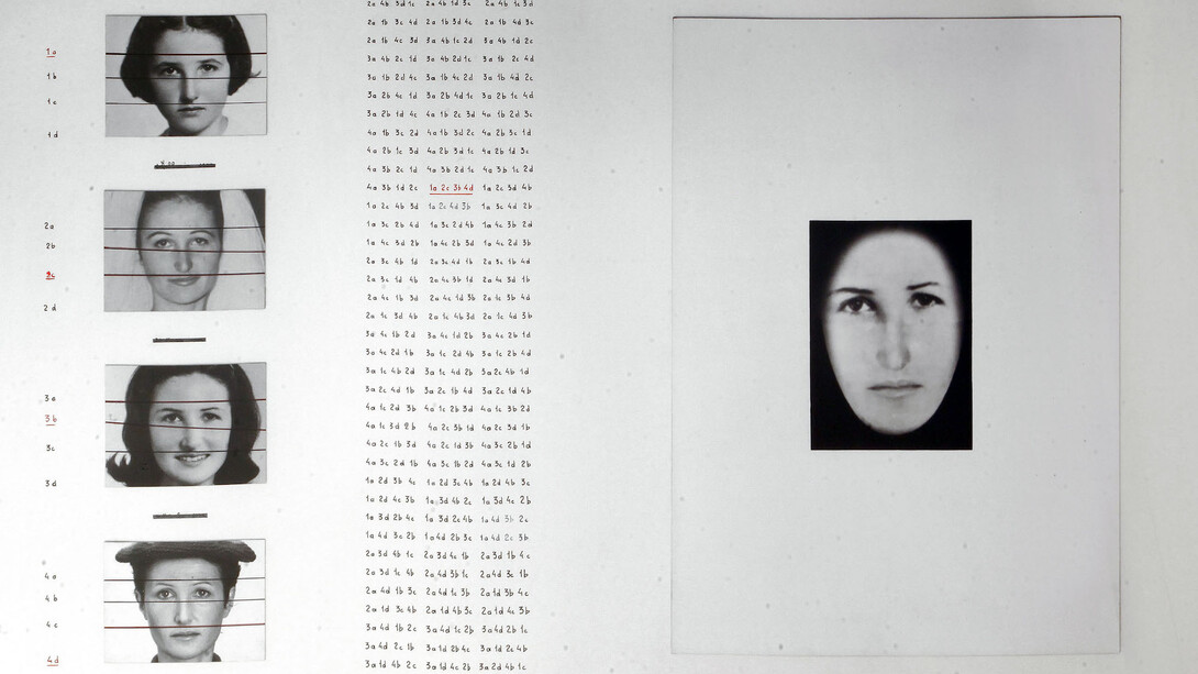 Vincenzo Agnetti, L'età media di A. (particolare),1973 – 1974. Riporto fotografico, 42 x 57 cm. Courtesy of Osart Gallery
