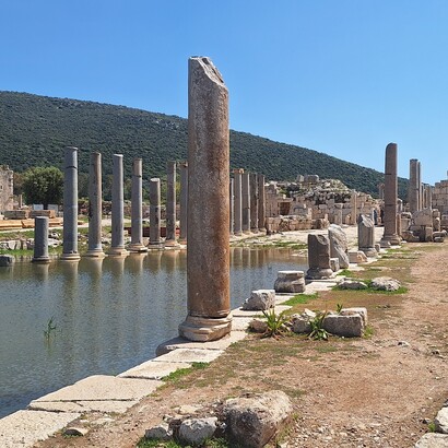 Antica città di Pergamo, situato nell'odierna Bergama, Turchia. Foto di Valeria Caldelli