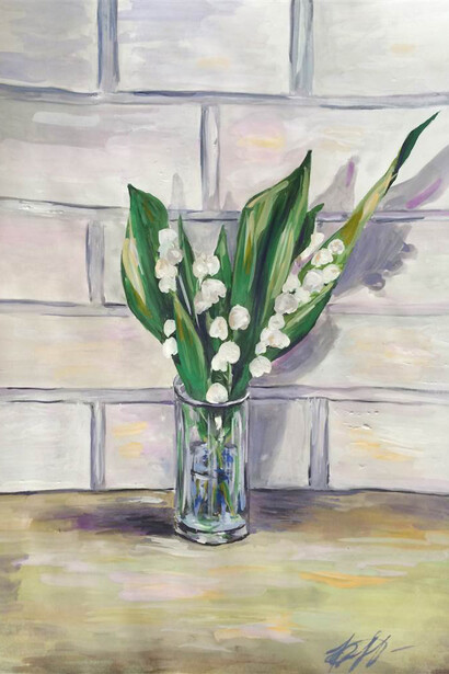 Olga Fedorova, Still life with Lilies of the Valley
Gouache, 16.5" x 8.5"