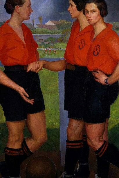 "Las futbolistas", óleo sobre lienzo, Ángel Zárraga y Argüelles, 1922