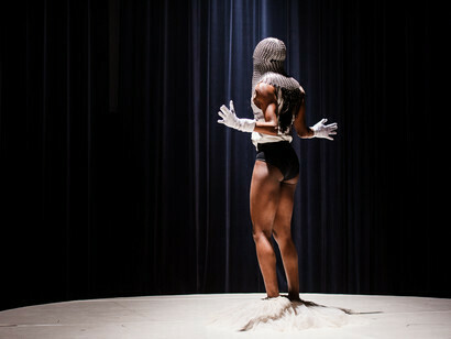 Cherish Menzo in Sorry but I feel slightly Disidentified at Santarcangelo Festival and at  Kilowatt Festival © Bas de Brouwer. 
