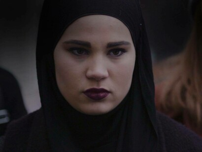 A Muslim female character from the hit Norwegian show Skam in an intense scene