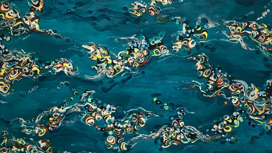 Charlotte Smith, Kuroshio I, 2021, acrylic on canvas, 44h x 44w in