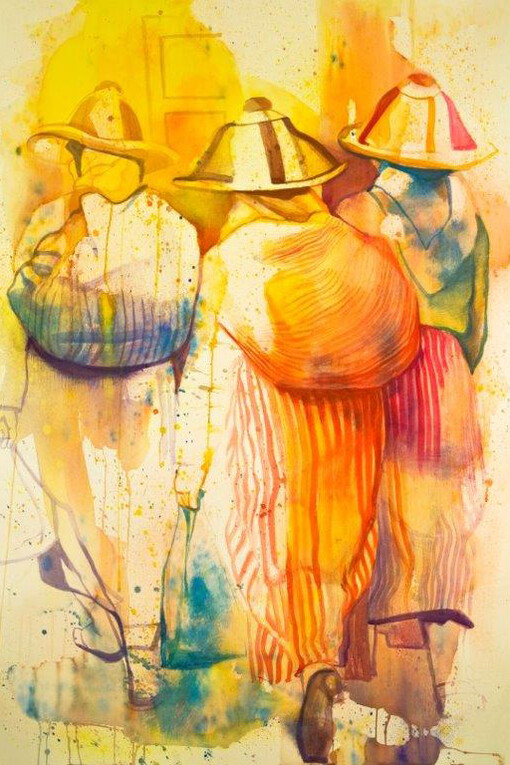 Concha Osuna, Acuarelas 3, Watercolor on Paper, 59" x 39.5"