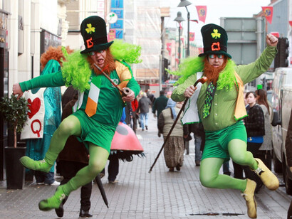 A funny couple celebrating