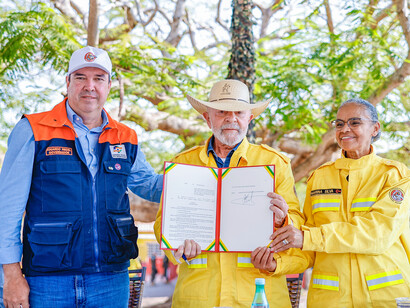 Ato de sanção do PL 1818 - Presidente Lula, Ministra do Meio Ambiente Mariana Silva e Governador do Mato Grosso do Sul Eduardo Riedel