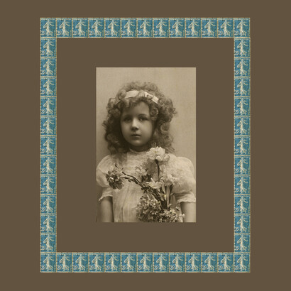 Wallace, Girl with Blue Stamps, circa 1920, 20” x 20”, Photographic Print on Fine Art Paper, Courtesy of Agora Gallery