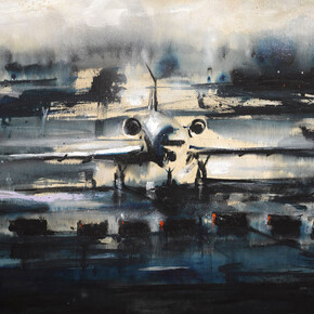 Alessandro Busci Aeroporto _ blu, 2005 inchiostro e smalto su tavola ink and enamel on board 80 ¥ 125 cm