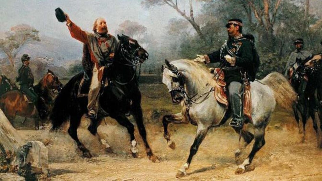 "Incontro con Vittorio Emanuele II a Teano", Sebastiano de Albertis, 1870 circa