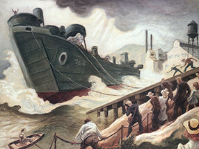 Thomas Hart Benton, She's Off, watercolor on paper, 1944. All images courtesy of the Navy Art Collection, Naval History and Heritage Command, Washington, D.C. Click any image to enlarge.