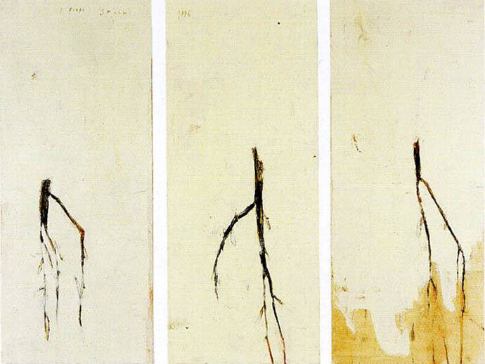 Piero Pizzi Cannella, I fiori secchi, 1996, 3 x (170 x 70) cm, olio su tela