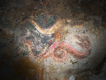 San Marco dei Sabariani, Benevento, Italia. Affresco della "Pesca miracolosa", dettaglio